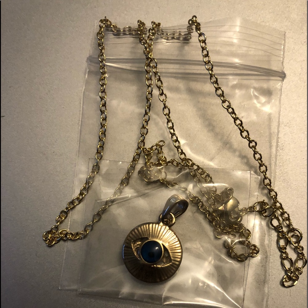 Turkish Evil Eye Gold Plate Charm & Necklace